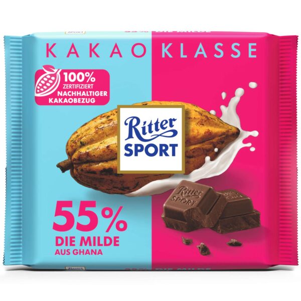 Ritter Sport Kakao Klasse 55% Die Milde aus Ghana 100g